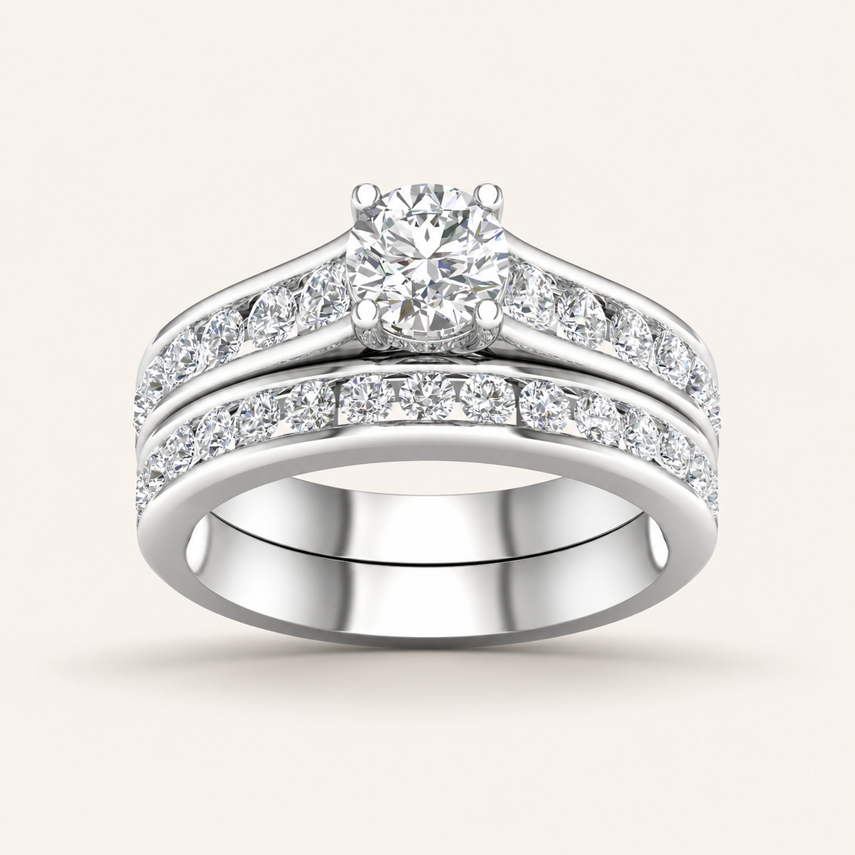 2.00CT Round Cut Lab Grown Diamond Bridal Set