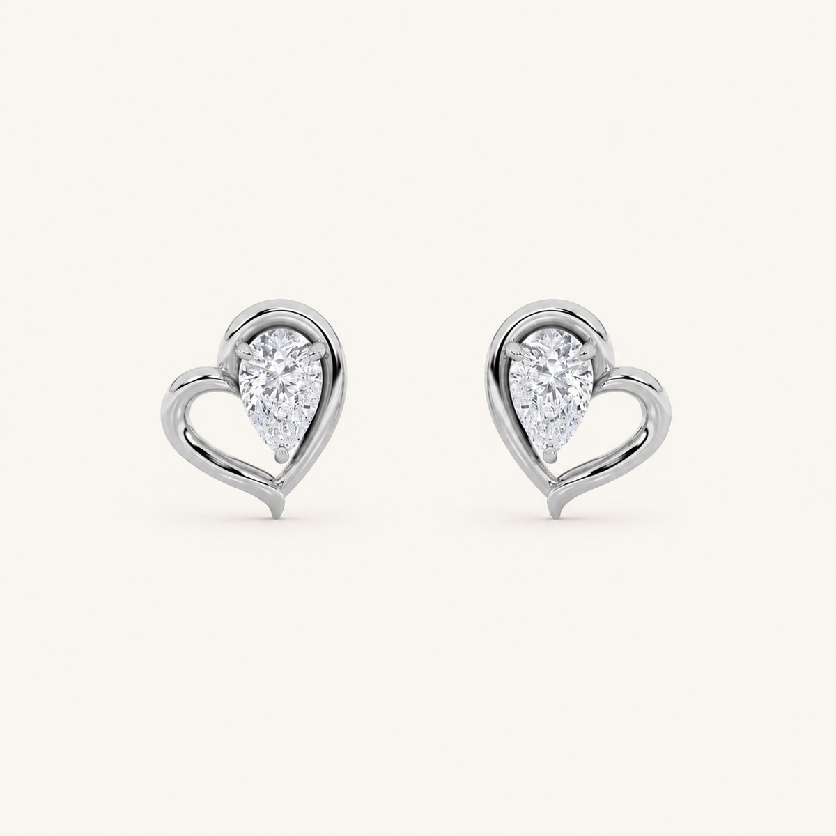 0.5CT Pear Cut Lab Grown Diamond Heart Shaped Earrings