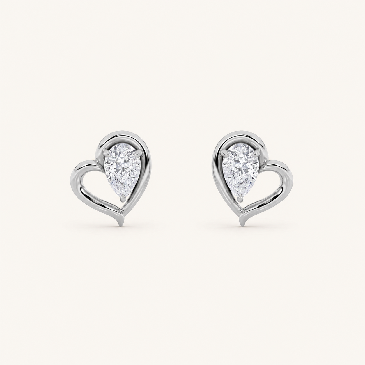0.5CT Pear Cut Lab Grown Diamond Heart Shaped Earrings