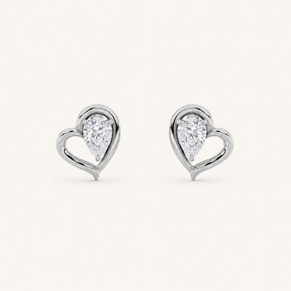 0.5CT Pear Cut Lab Grown Diamond Heart Shaped Earrings