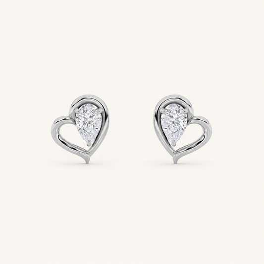 0.5CT Pear Cut Lab Grown Diamond Heart Shaped Earrings