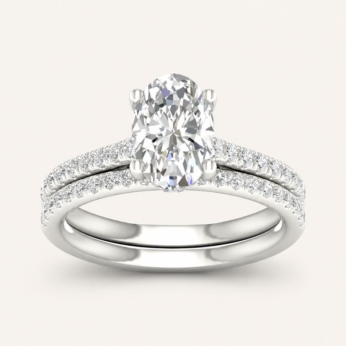 2.50CT Oval Cut Lab Grown Diamond Bridal Set