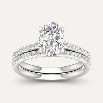 2.50CT Oval Cut Lab Grown Diamond Bridal Set