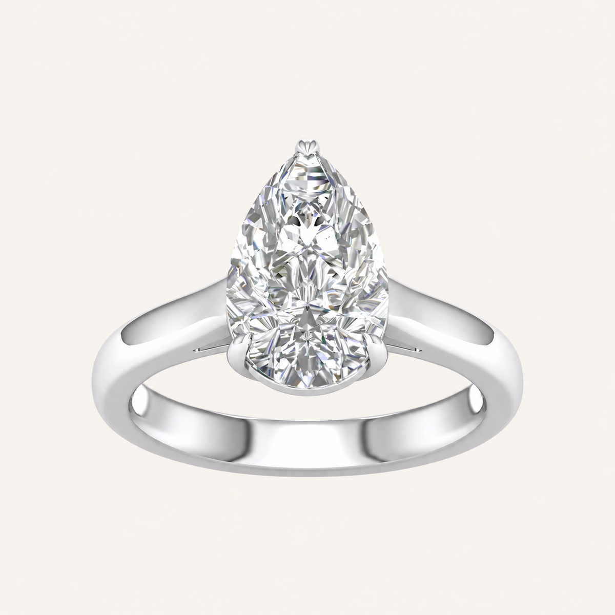 3.00CT Pear Cut Lab Grown Diamond Solitaire Ring