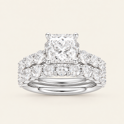 1.75CT Princess Cut Lab Grown Diamond Bridal Set