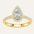 1.25CT Pear Cut Lab Grown Diamond Halo Side Stone Ring