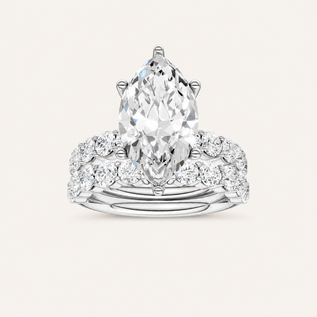 5.00CT Pear Cut Lab Grown Diamond Bridal Set