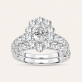 3.00CT Oval Cut Lab Grown Diamond Halo Bridal Set