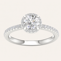 1.25CT Round Cut Lab Grown Diamond Halo Side Stone Ring