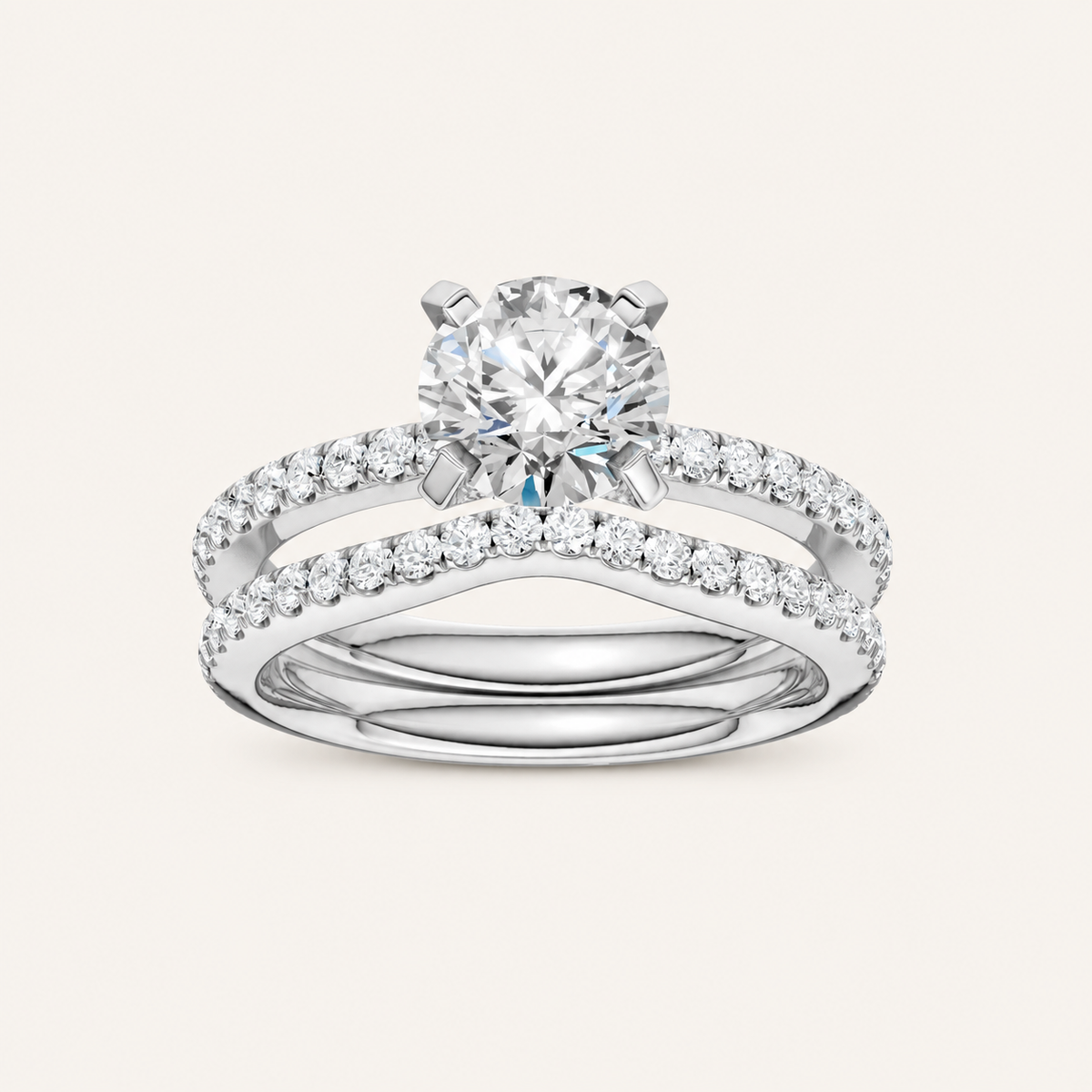 2.00CT Round Cut Lab Grown Diamond Bridal Ring Set