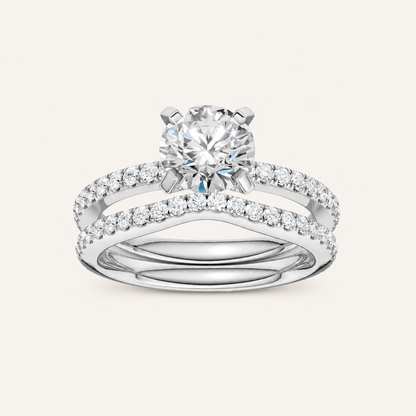 2.00CT Round Cut Lab Grown Diamond Bridal Ring Set