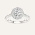 1.15CT Round Cut Lab Grown Diamond Halo Side Stone Ring