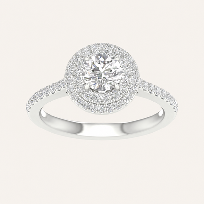 1.15CT Round Cut Lab Grown Diamond Halo Side Stone Ring
