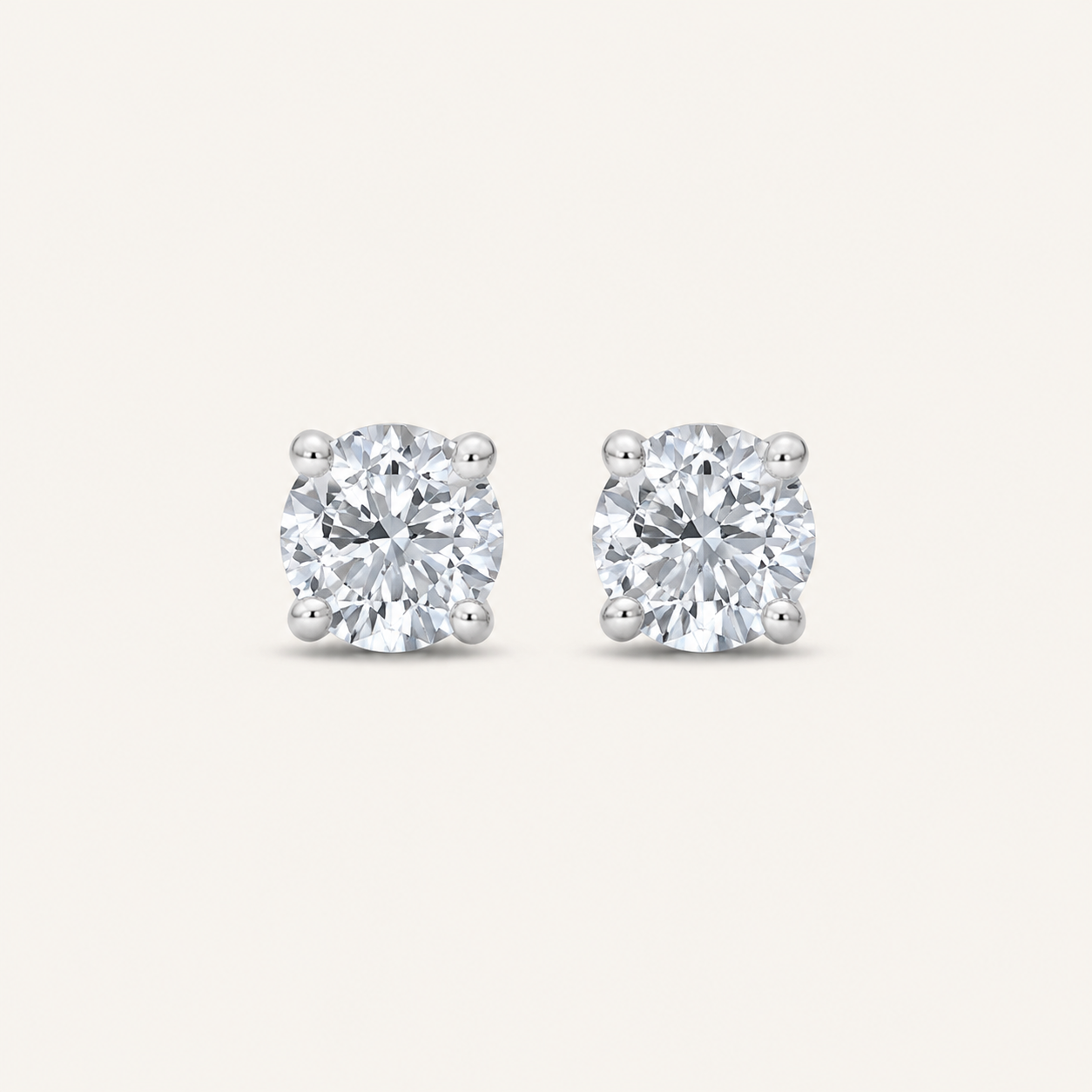 4CT Round Cut Lab Grown Diamond Classic Basket Set Stud Earrings
