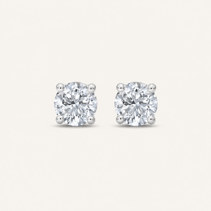 4CT Round Cut Lab Grown Diamond Classic Basket Set Stud Earrings