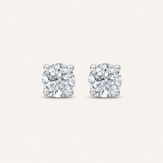 4CT Round Cut Lab Grown Diamond Classic Basket Set Stud Earrings