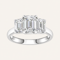 3.00CT Emerald Cut Lab Grown Diamond Three Stone Ring