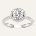 2.25CT Round Cut Lab Grown Diamond Halo Side Stone Ring