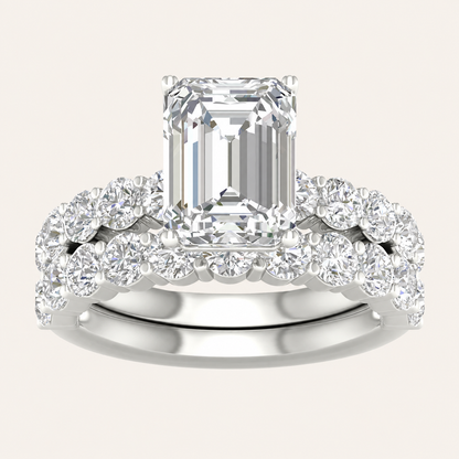 5.00CT Emerald Cut Lab Grown Diamond Bridal Set