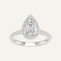 1.75CT Pear Cut Lab Grown Diamond Halo Side Stone Ring