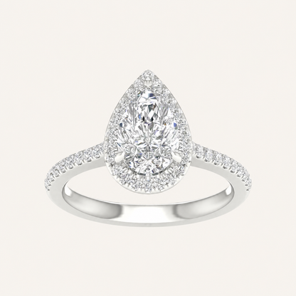 1.75CT Pear Cut Lab Grown Diamond Halo Side Stone Ring
