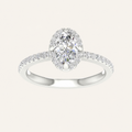1.25CT Oval Cut Lab Grown Diamond Halo Side Stone Ring