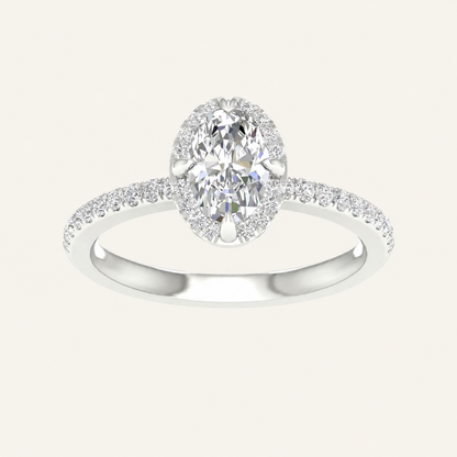 1.25CT Oval Cut Lab Grown Diamond Halo Side Stone Ring