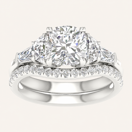 2.93 CT Round Cut Lab Grown Diamond Three Stone Engagement Ring