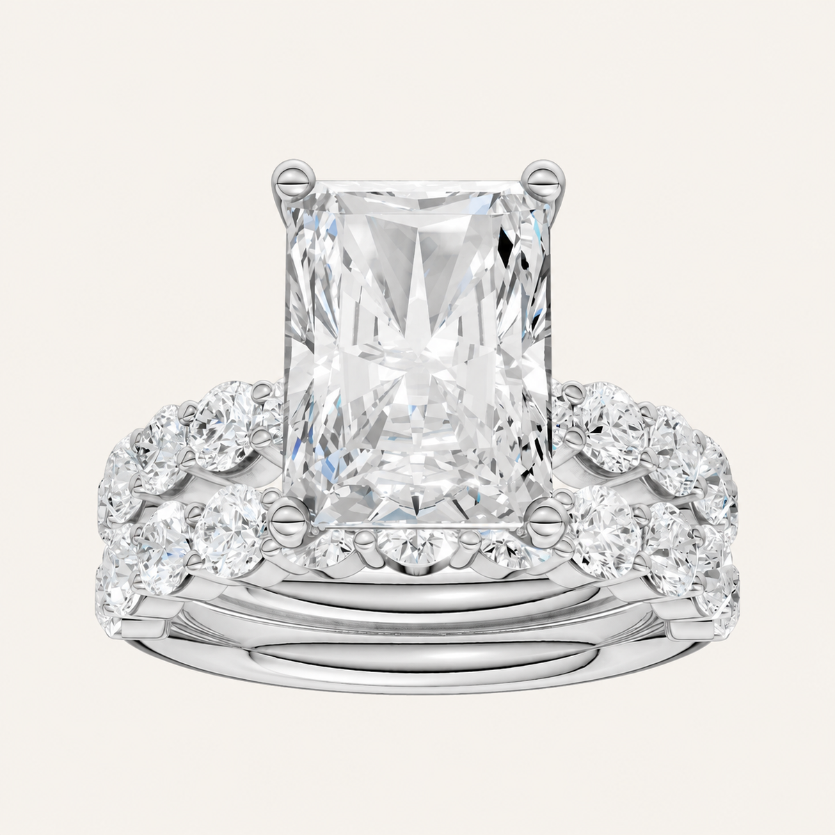 5.00CT Emerald Cut Lab Grown Diamond Bridal Set