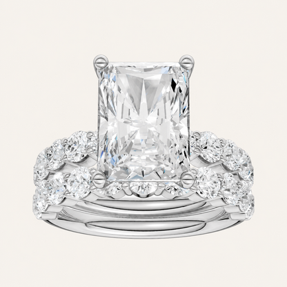 5.00CT Emerald Cut Lab Grown Diamond Bridal Set