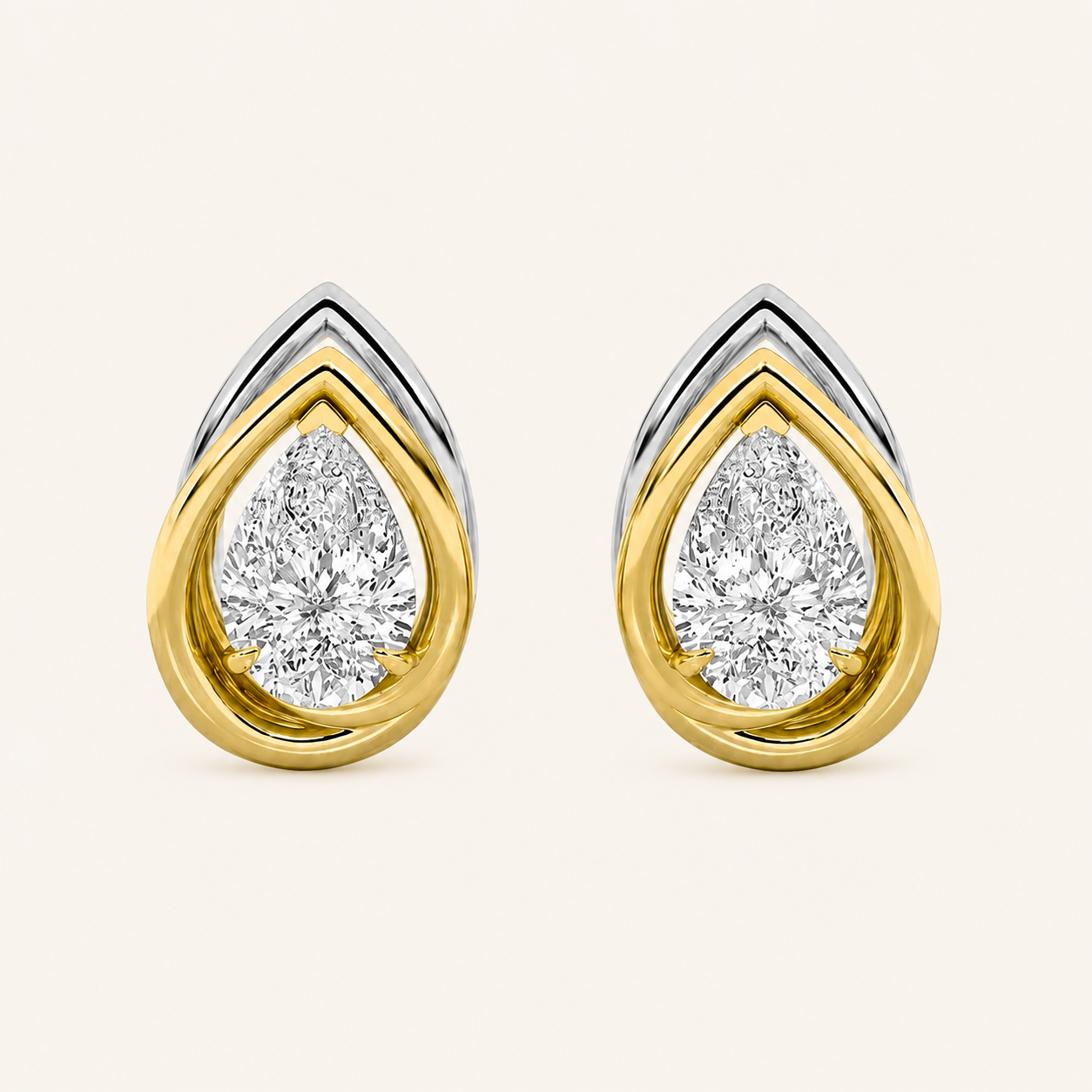 2CT Princess Cut Lab Grown Diamond Halo Stud Earrings