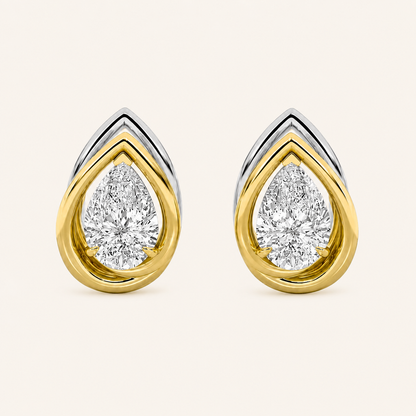 2CT Princess Cut Lab Grown Diamond Halo Stud Earrings