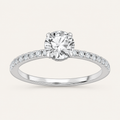 1.00CT Round Cut Lab Grown Diamond Hidden Halo Side Stone Ring