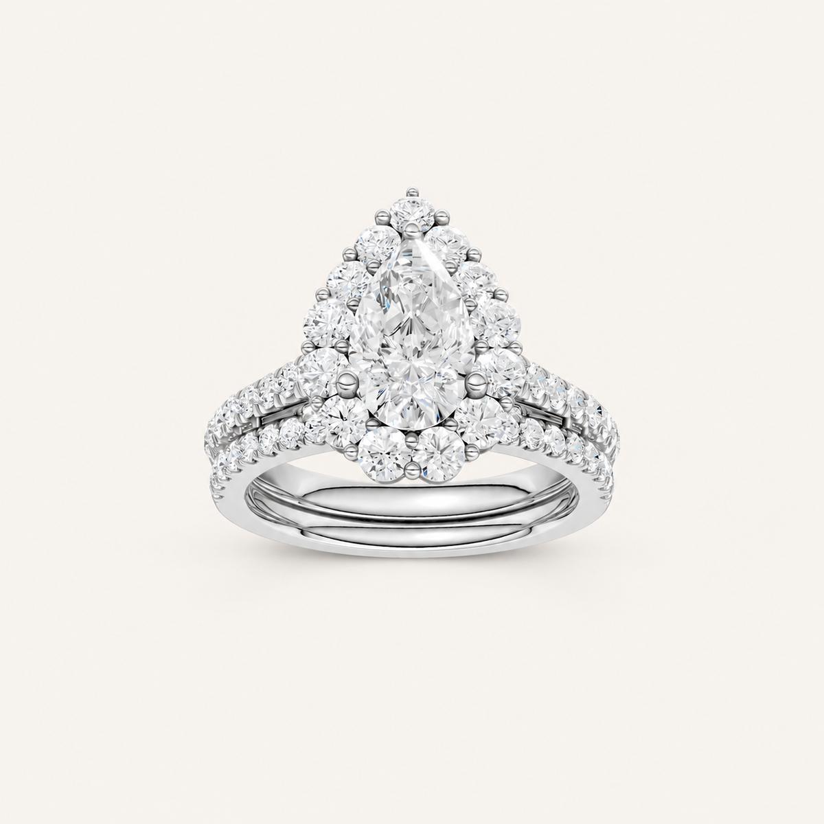 2.50CT Pear Cut Lab Grown Diamond Bridal Set