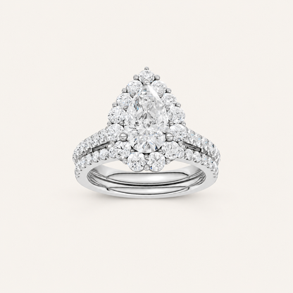 2.50CT Pear Cut Lab Grown Diamond Bridal Set
