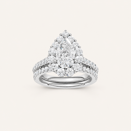 2.50CT Pear Cut Lab Grown Diamond Bridal Set