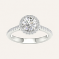 1.75CT Round Cut Lab Grown Diamond Halo Side Stone Ring