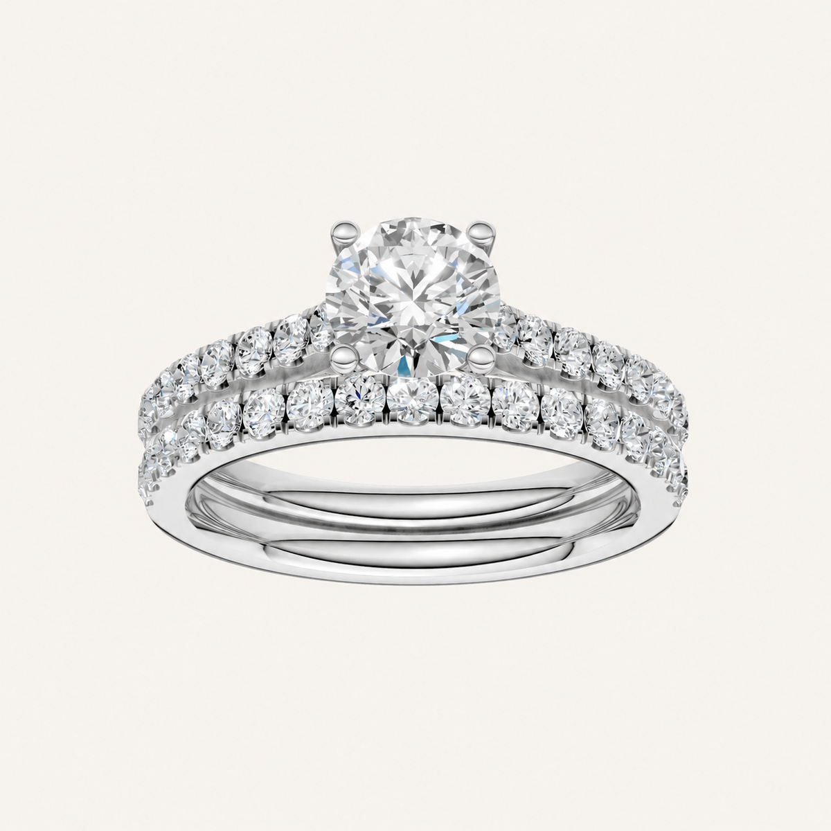 1.75CT Round Cut Lab Grown Diamond Bridal Set