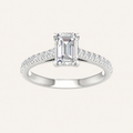 1.75CT Emerald Cut Lab Grown Diamond Side Stone Ring