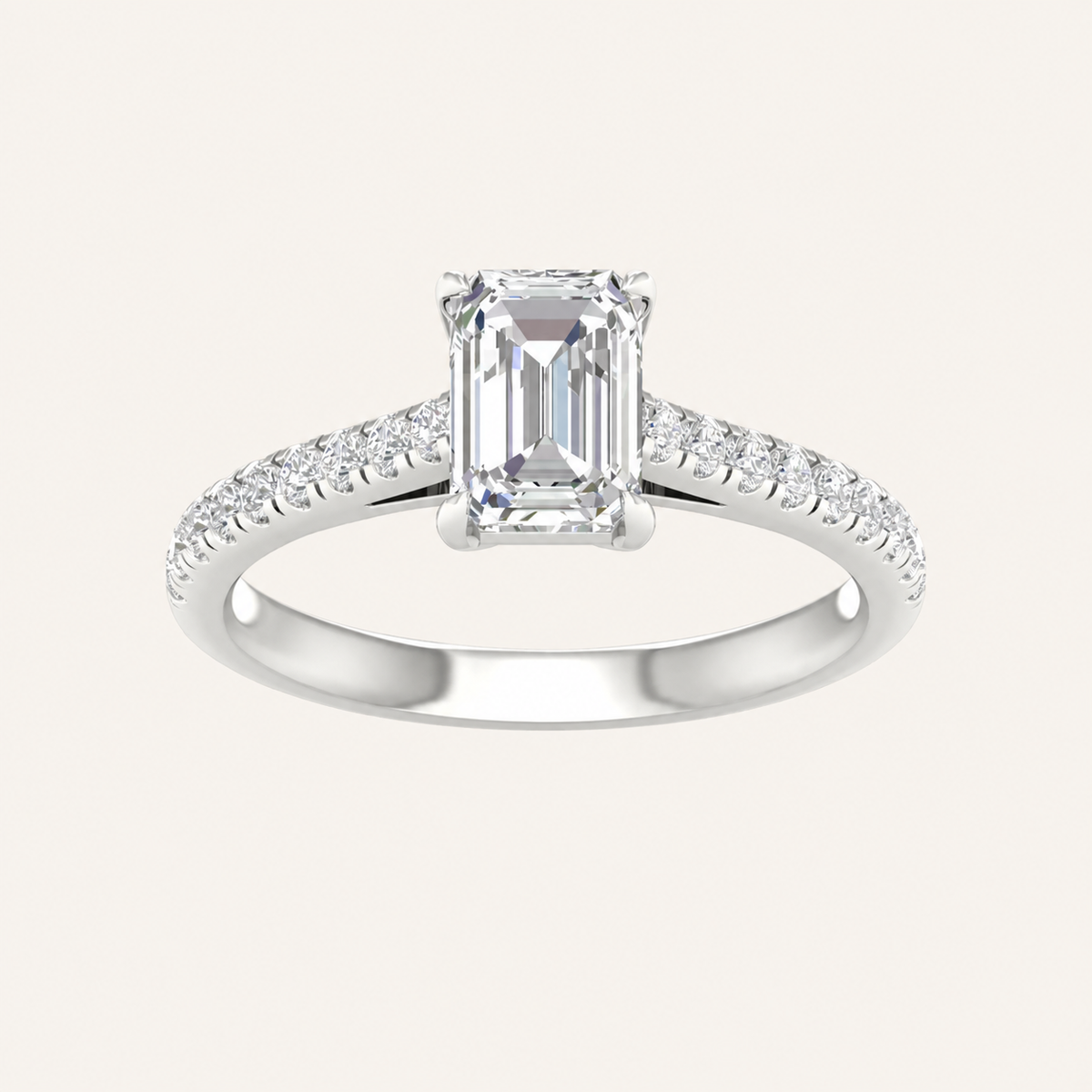1.75CT Emerald Cut Lab Grown Diamond Side Stone Ring