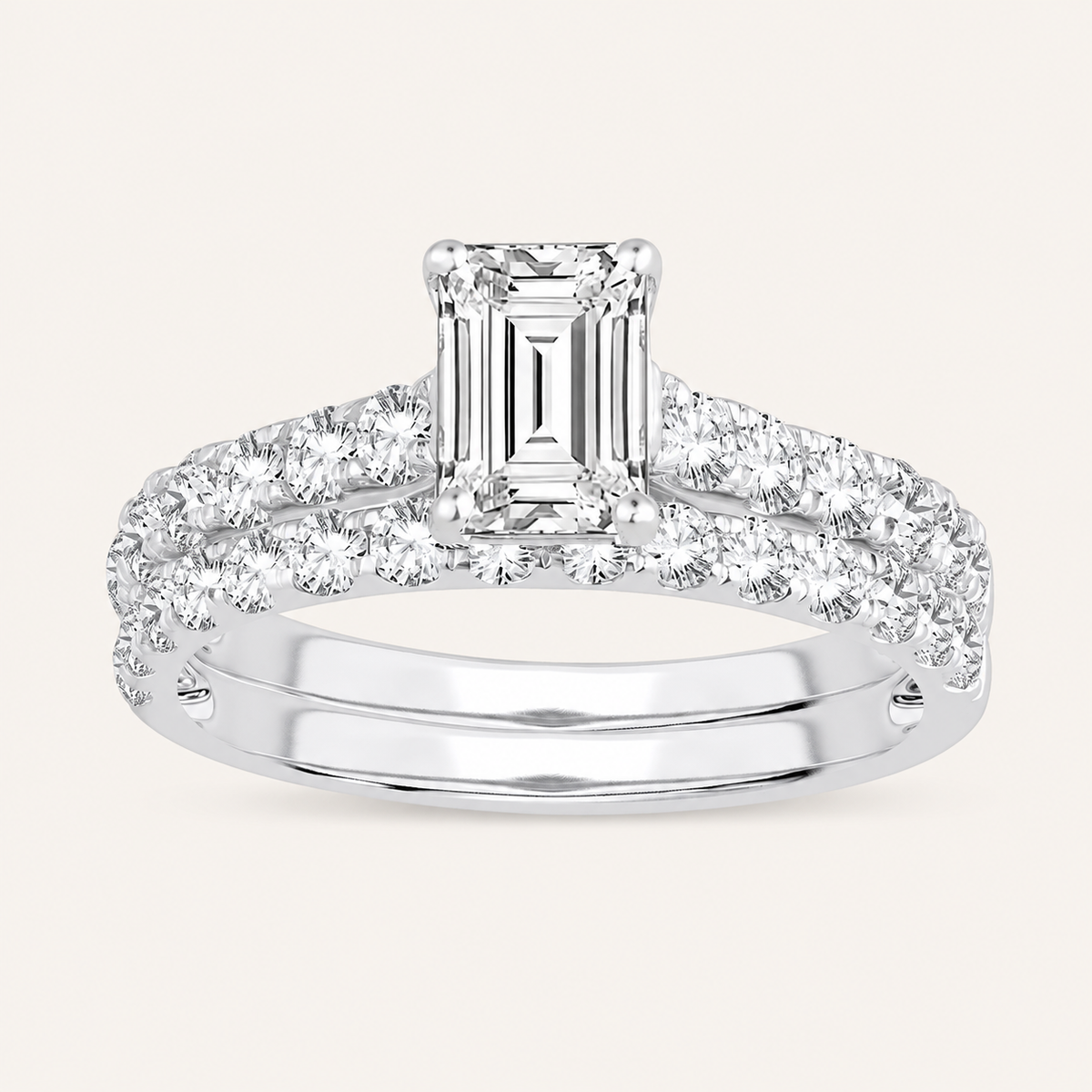 2.00CT Emerald Cut Lab Grown Diamond Bridal Ring