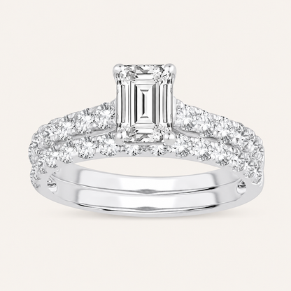 2.00CT Emerald Cut Lab Grown Diamond Bridal Ring
