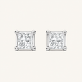 5CT Princess Cut Lab Grown Diamond Classic Basket Set Stud Earrings