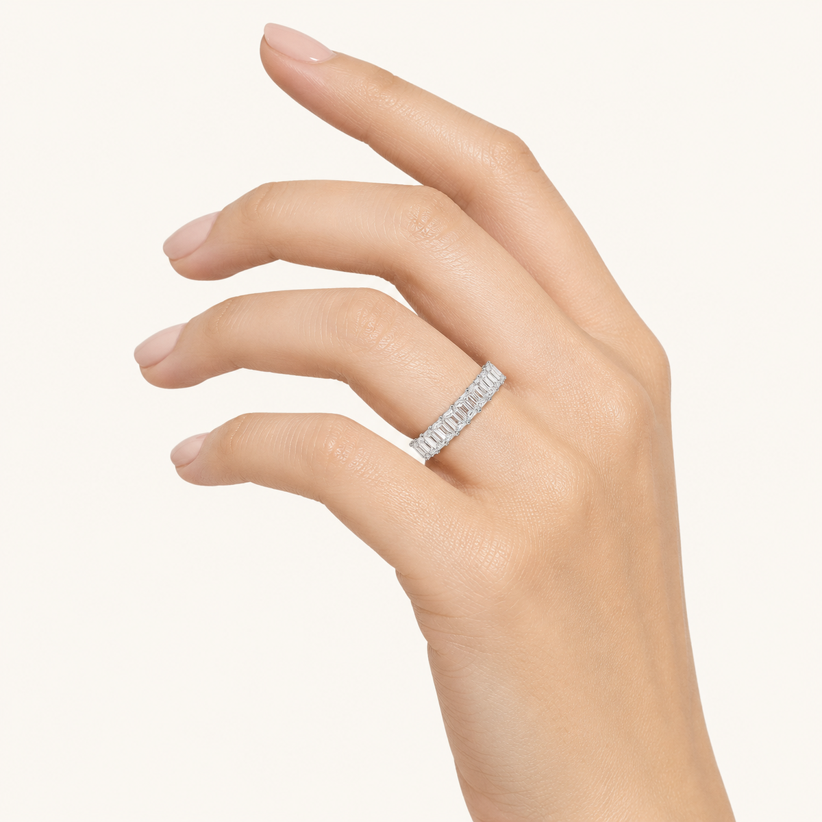 3.35CT Emerald Cut Lab Grown Diamond Eternity Band Ring