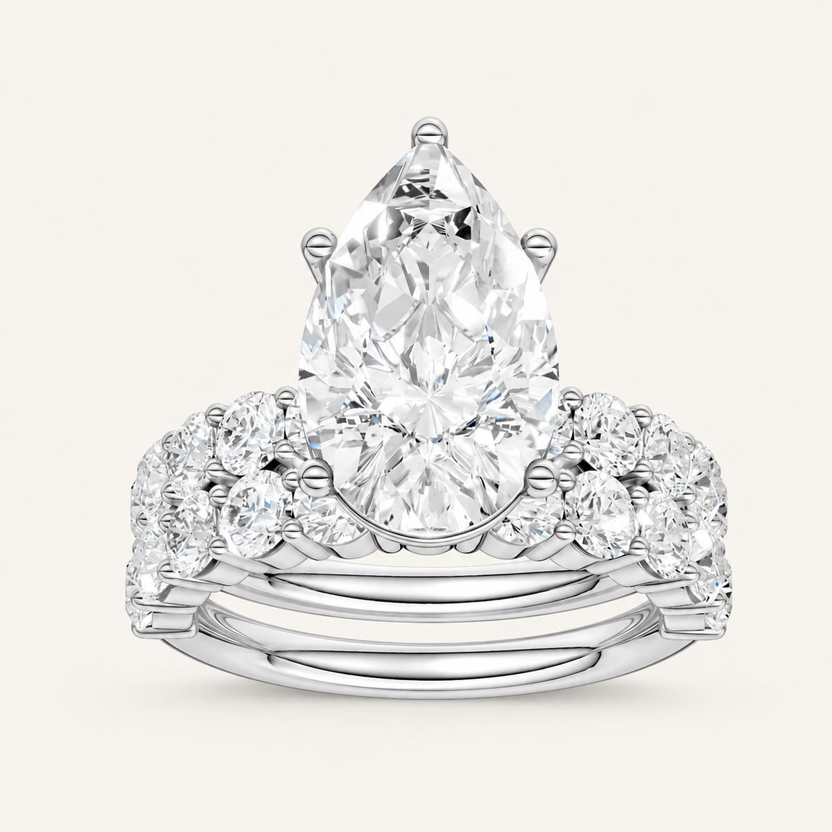 5.00CT Pear Cut Lab Grown Diamond Bridal Set