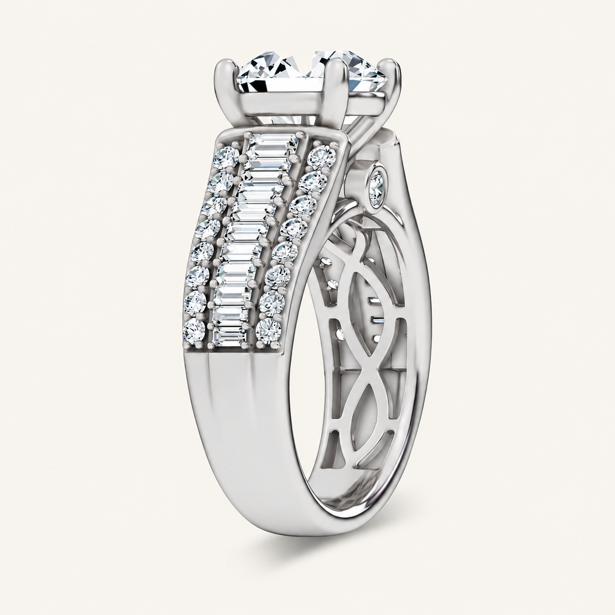 3.75CT Round Cut Lab Grown Diamond Cluster Ring