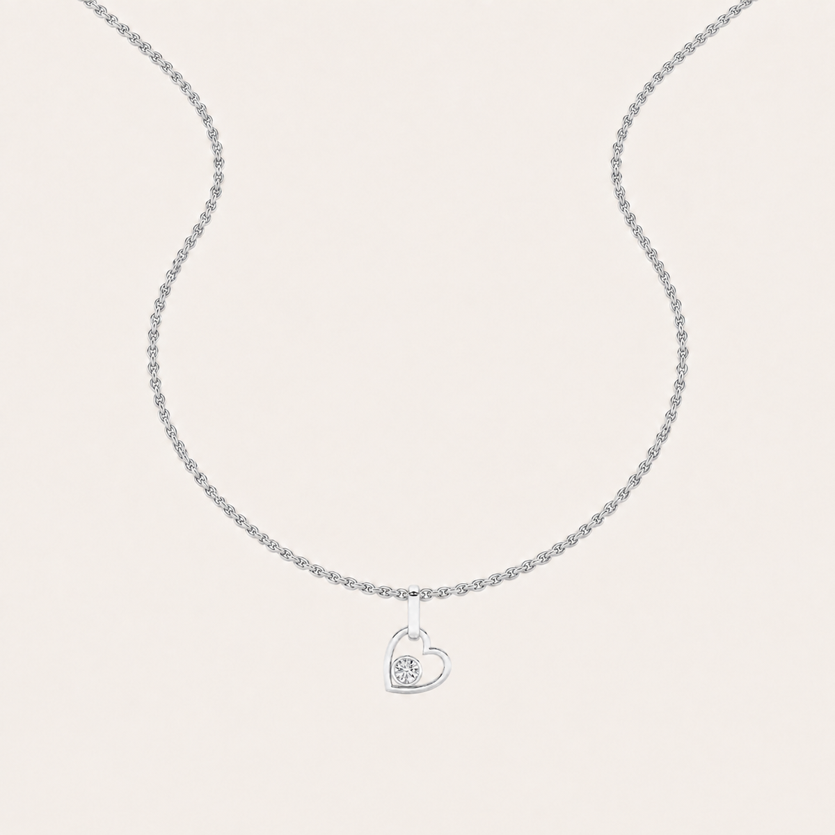 0.33CT Round Cut Lab Grown Diamond Pendant Heart Necklace