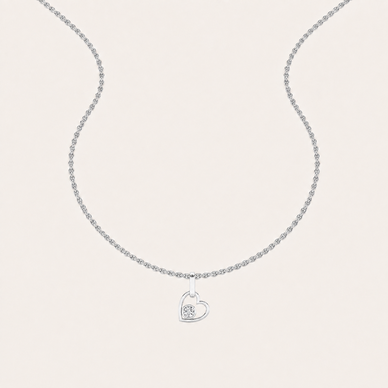 0.33CT Round Cut Lab Grown Diamond Pendant Heart Necklace