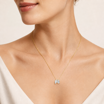 2.5CT Pear & Marquise Cut Lab Grown Diamond Two Stone Fancy Pendant Necklace