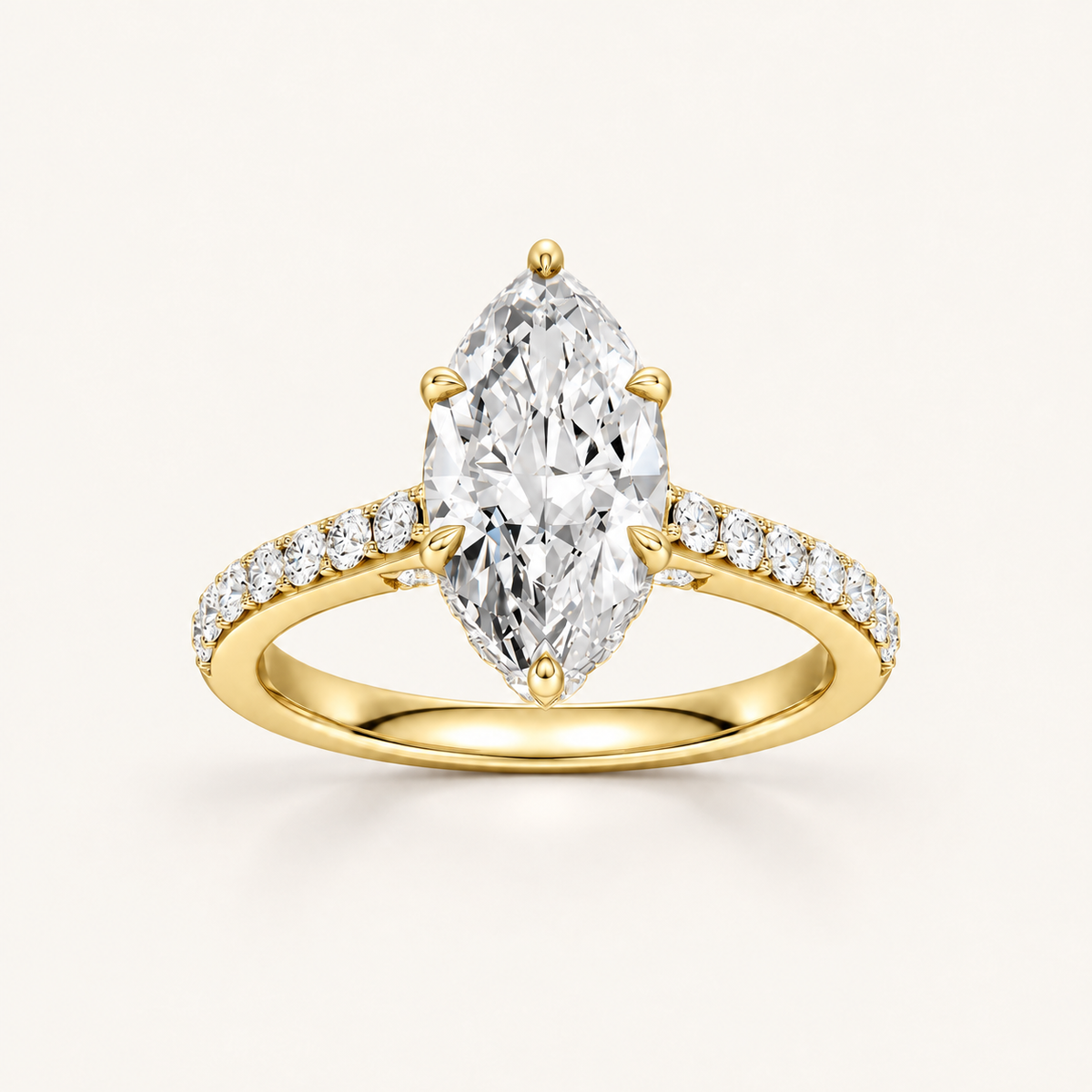 2.50CT Marquise Cut Lab Grown Diamond Hidden Halo Side Stone Ring